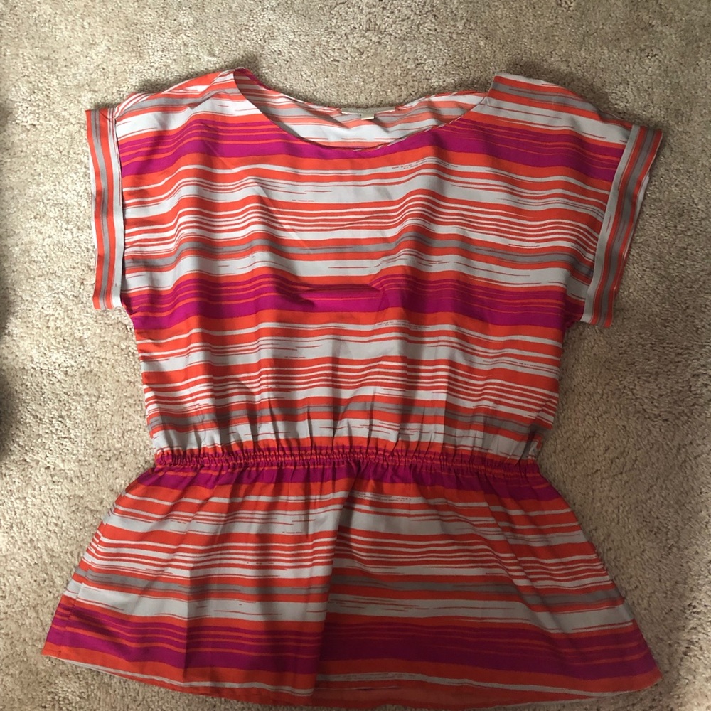 Banana Republic pink and orange peplum top
